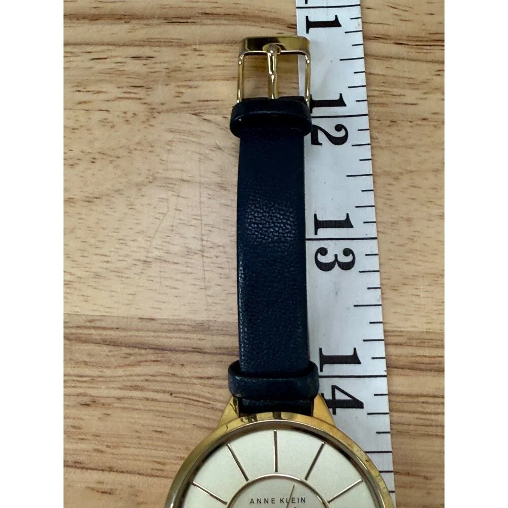 Anne Klein Womens Gold-Tone Watch With Blue Genuine Leather Strap NOT TESTED‎